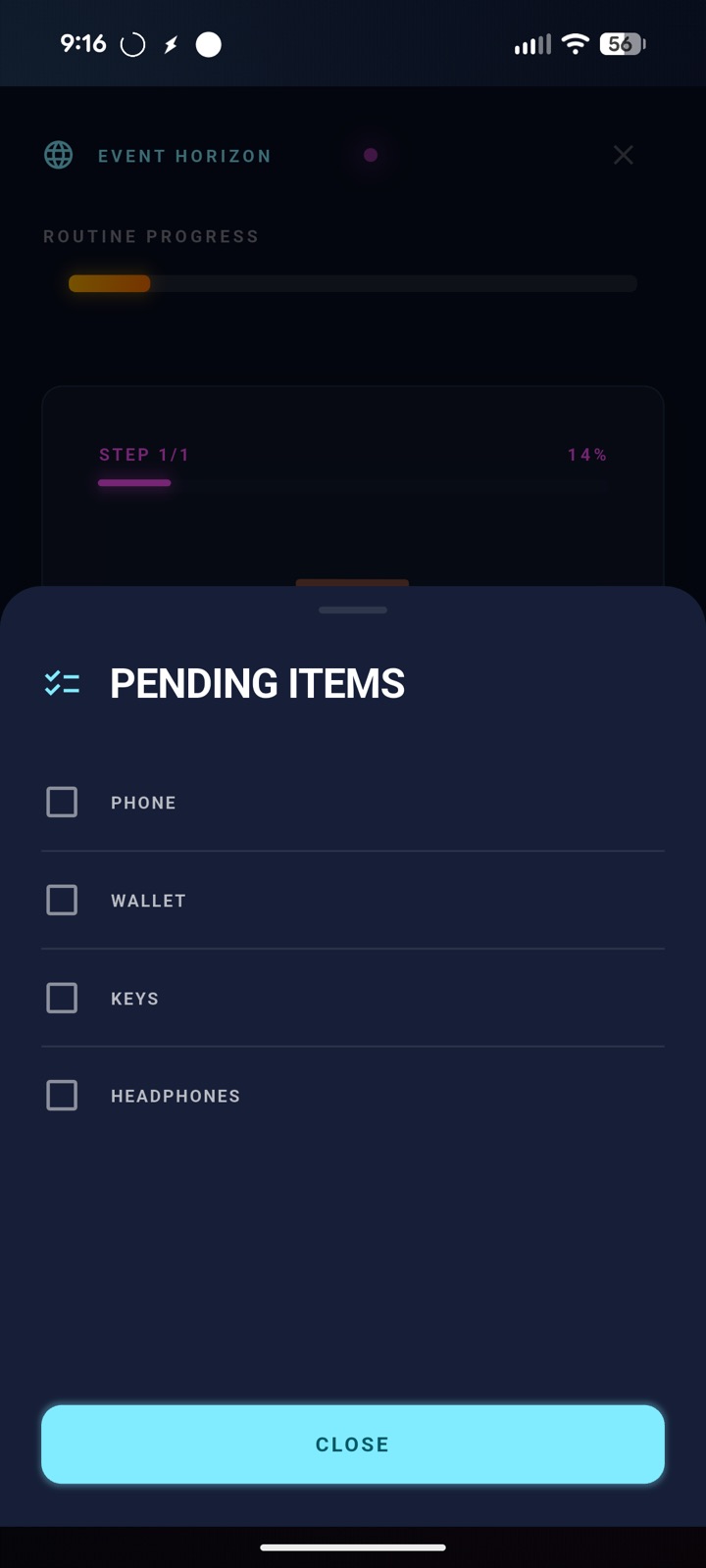 Checklist nested inside a routine step