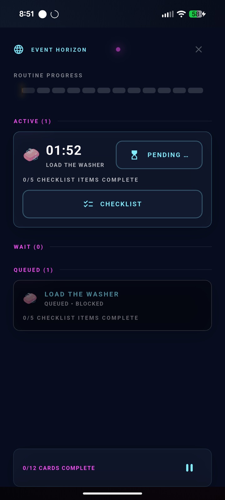Parallel routine runner screen for a multi-track workflow
